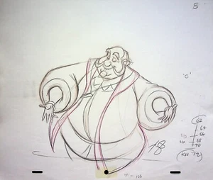 Lápiz dibujado a mano de producción de princesas encantadas firmado por el rey Hubert de Disney - Imagen 1 de 2