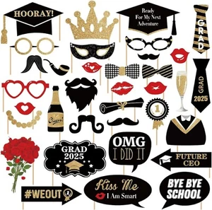Happy Graduation 2025 Photo Booth Props 35Pcs Funny Large Graduation Photo Props - Picture 1 of 7