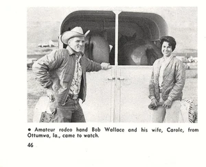 Bob & Carole Wallace Rodeo Couple Ottumwa IA Horse Trailer 4x3.3" Vtg Mag Cutout - Picture 1 of 1