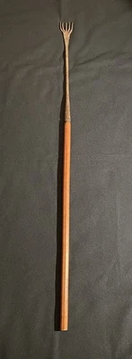 Старинный большой 5-зубчатый рыбный угорь или лягушка концерт инструмент копье ручной ковки рыболовная вилка - Изображение 1 из 4