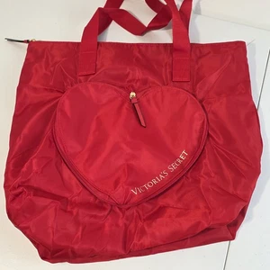 Neu Victoria’s Secret verstaubare Beuteltasche rot Herz Valentinstag V-Day Reißverschluss neu ohne Etikett - Bild 1 von 4