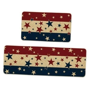 Stars and Stripes 4TH of July Kitchen Mats Set of 2, Memorial Day Home Decor - Picture 1 of 7