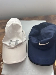 Nike / Under Armor Featherlight Dri-Fit Ball Cap White Hat / Blue - Picture 1 of 8