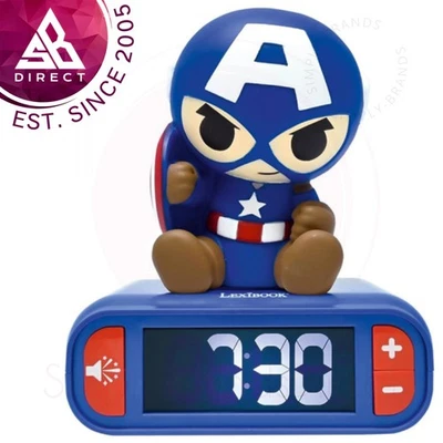 Lexibook RL800AV1 3D Captain America Childrens Clock with Night Light - Image 1 of 4