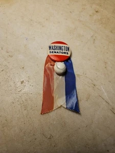 Antikes WASHINGTON SENATORS Baseball Werbung Abzeichen Band & Mini Baseball  - Bild 1 von 5
