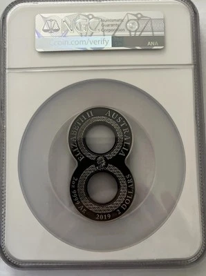 Figura 2019P Australia #2 ocho col peces primer lanzamiento MS 70 PLATA ENVEJECIDA 2 OZ Foto 1 de 4