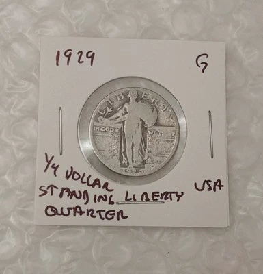 USA 1/4 Dollar~  Standing Liberty Quarter 1929~* G~ With Stars Under Eagle - Image 1 of 4