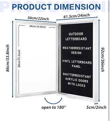Swancrown Lockable Letter Bulletin Board Shatter Resistant Display MESSAGE Board - Image 1 of 4