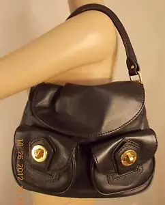 MINT MARC JACOBS BLACK GRAINED LEATHER SADDLE BAG SHOULDER HANDBAG TOTE - Picture 1 of 9