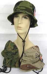 WÄHLEN SIE 1 -- TARNFARBENER BUCKET-HUT MILITÄR CAMPING OUTDOOR 100 % BAUMWOLLE MIT SCHNUR - Bild 1 von 5