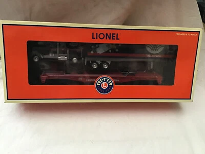 LIONEL O GAUGE WELLSPRING FLAT CAR WITH TRACTOR ( SEMI )  & TRAILER - BOXED - Image 1 of 4