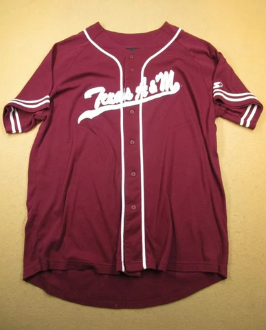 Texas A M Baseball Jersey Men XXL 2XL Maroon White Aggies Spell Out Logo Button Cover