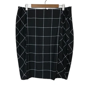 Lane Bryant Pencil Skirt Women 16 Black Pinstripe Elastic Waist Knee Length NWT - Picture 1 of 6