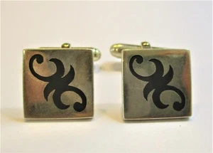 STERLING SILVER FLEUR DE LIS LOGO STYLE CUFFLINKS GREAT QUALITY - Picture 1 of 2