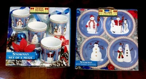 Sakura Debbie Mumm Snowman Mug & Dessert Plate Set 4 Each 1997 Stoneware VTG - Picture 1 of 12