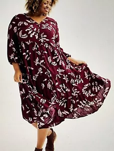 NEW Sonoma Maxi Dress womens 4X purple floral Button Front Tiered 3/4 slv pocket - Picture 1 of 10