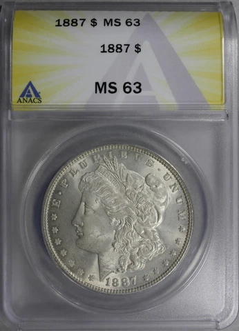 1887 Morgan Silver Dollar ANACS MS-63 (2329689) Cover