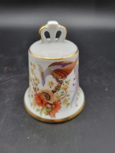 Kaiser Germany Porcelain Floral Bird Peacock Bell Danbury Mint - Picture 1 of 8