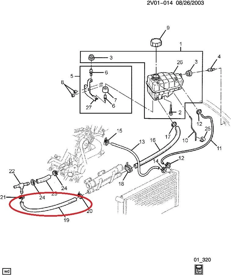 Manguera de depósito de refrigerante Pontiac GTO 2004 cruzada a "T" genuina GM fabricante de equipos originales como nuevo Foto 1 de 1