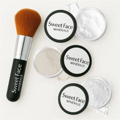 VEIL FINISHING SHINE POWDERS with FACE BRUSH Mineral Makeup Bare Face Setting - Image 1 of 4