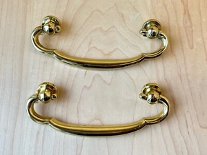 2 Vintage goldfarben Schrank Schublade Bügel Ziehgriff 3 7/8" C bis C Kieler - Bild 1 von 6