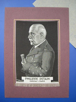 Ancienne Soie tissée St Etienne ,Philippe Pétain Maréchal de France - Photo 1/4