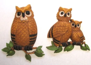 Vtg Mid Century Home Interior Homco Owls 7403 Wall Hanging Decor Plaques Pair  - Picture 1 of 6