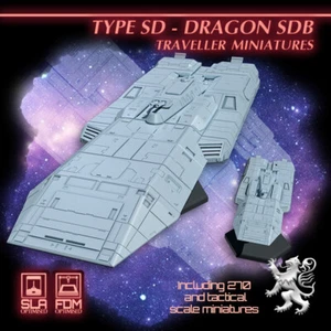 2nd Dynasty - 3D Printed Type SD Dragon SDB - 28mm - 1/270 & 1 inch Hex - Bild 1 von 2