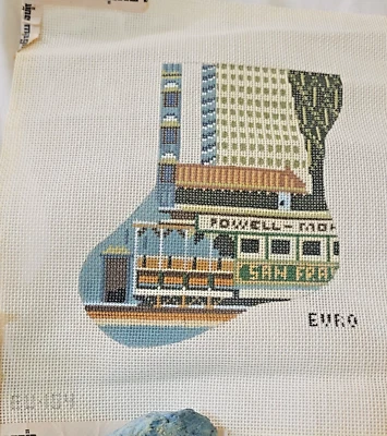 Handpainted Needlepoint Canvas - Christmas Stocking SAN FRANCISCO - Image 1 of 2