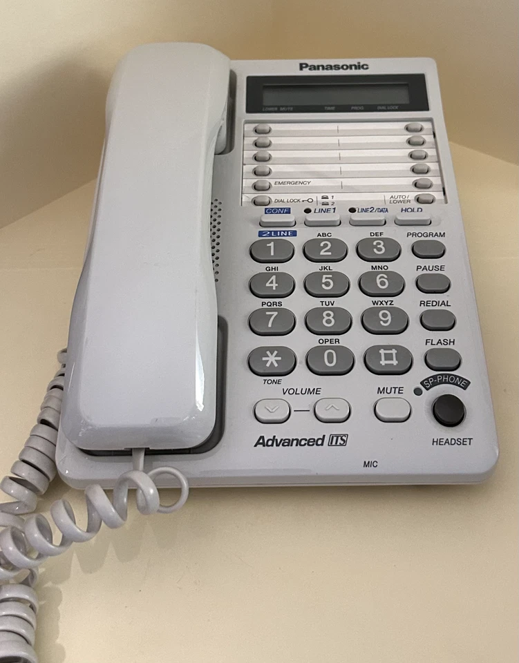 Panasonic KX-TS208W Home Phone: White 2-line Telephone + Cords & Wall Mount - Image 1 of 1