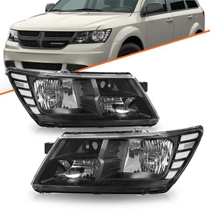 For 2009-2018 Dodge Journey Headlight Black Clear Corner Pair Halogen Left&Right - Picture 1 of 6