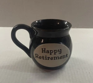 Happy Retirement Coffee Tea Mug 3D Engraved Molded Raised Ceramic 10oz Brown - Picture 1 of 9