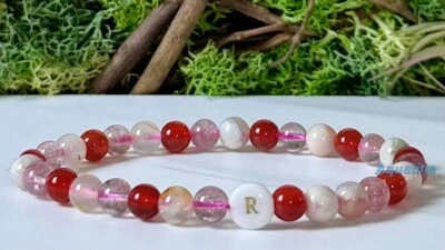 Mix Crystal 6mm Natural Crystal Bead Initial Stretch Bracelet CUSTOM SIZING - Image 1 of 4