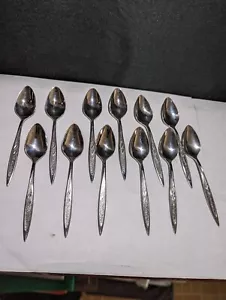 SET OF 12 ROYAL HARVEST STAINLESS ONEIDA ROGERS PARTY SPOONS 4 3/8" FLATWARE - Picture 1 of 9