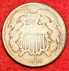 1865 Two Cent Piece 2c US Coin - Picture 1 of 2