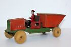 Antique 1920s Tin Litho Dump Truck with Driver Possibly Marx, Strauss, or Chein.