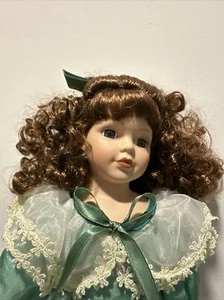 Porcelain 17” Doll Auburn Hair Blue Eyes - Picture 1 of 3