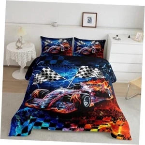 Cool Sports Car Comforter Set Size Burning Flame Bedding Set Twin Multi 01 - Picture 1 of 8