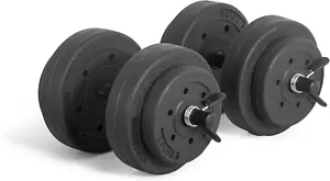 40-Lbs Adjustable Cement Dumbbell Set Versatile Vinyl Coated Weights Home Gym - Picture 1 of 1