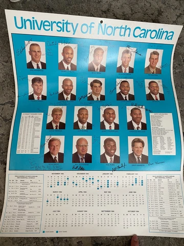 1993-1994 UNC Tarheels Basketball Vintage Calendar Poster Dean Smith 93-94 RARE Cover