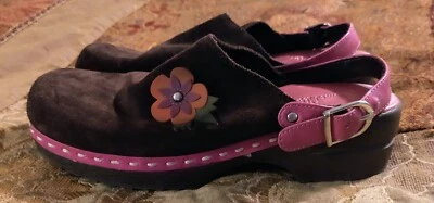 Girls Sam And Libby Brown Leather Clogs With Flower Accents Size 3M - Image 1 of 2