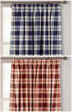 Checked Tartan Door Curtain Single Ready Made Taped Top Header - 2 Colours