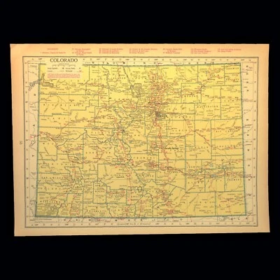 Vintage COLORADO Railroad Map Depot Towns Denver & Rio Grande Western RR ca 1944 - Image 1 of 4