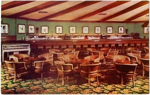 LAS VEGAS, NV Thunderbird Hotel Navajo Bar & Mid-Night Pow-Wow Nevada Postcard - Imagen 1 de 2