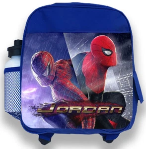 Personalised Kids Blue Backpack Any Name Spider man Boys Childrens School Bag 56 - Picture 1 of 4