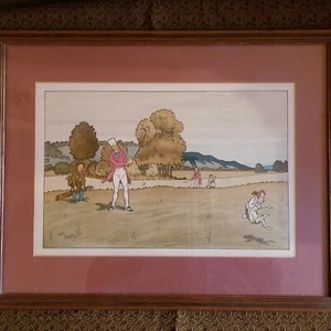Vintage Harry Elliott Art Set of 2 Framed Golf Prints - Picture 1 of 6