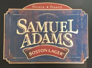 Samuel Adams Tin Beer Sign Boston Lager 2006 Raised Letters & Banner 15” x 11” - Picture 1 of 12
