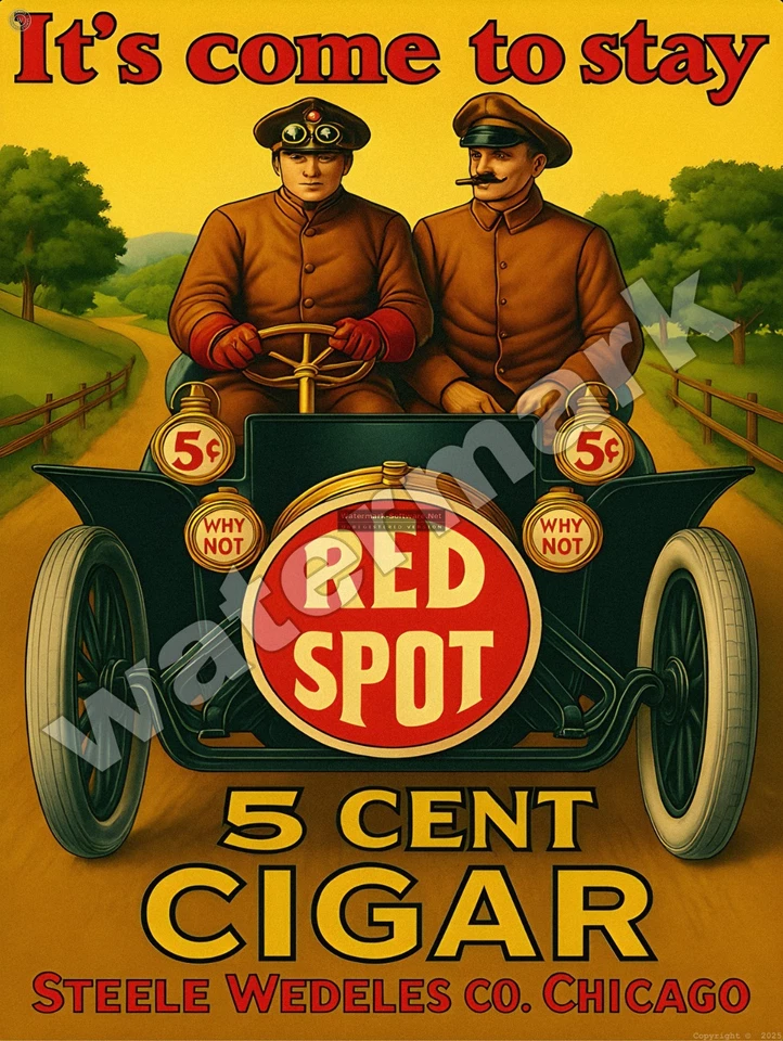 Red Spot 5 美分雪茄金属标志 3 种尺寸可供选择 — 第 1/1 张图片