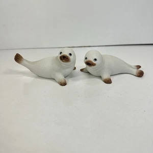 2 Homco #1439 weiße Keramik Robbe Seelöwen Made in Sri Lanka 4" Vintage - Bild 1 von 6