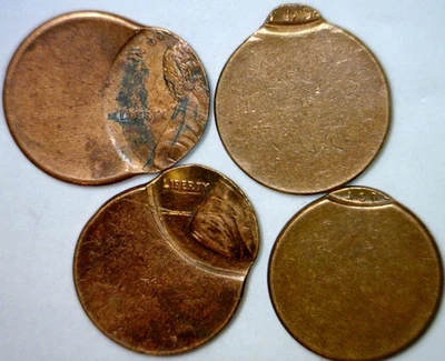 ERROR x 4 OFF CENTER Lincoln Cent Unc / BU Det. Coins = 4 Coin LOT   NR - Image 1 of 4